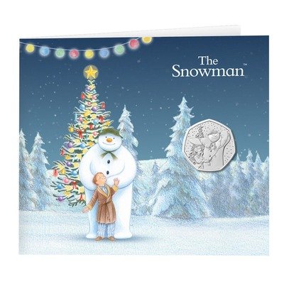 雪人2025英国50便士未流通纪念币｜贺卡包装