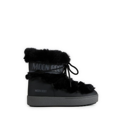 MOON BOOT 毛皮装饰踝靴 黑色