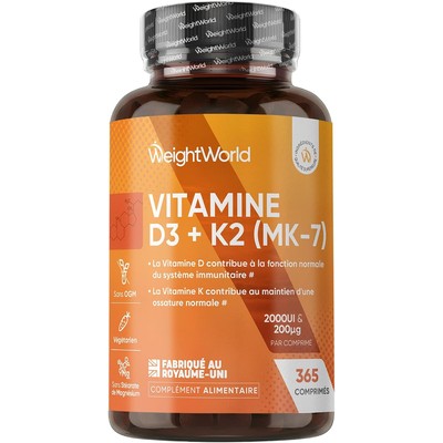 维生素 D3+K2 MK7 素食微片 365 粒