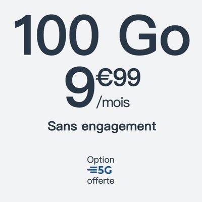 Cdiscount Mobile 100GB 5G|9.99€/月