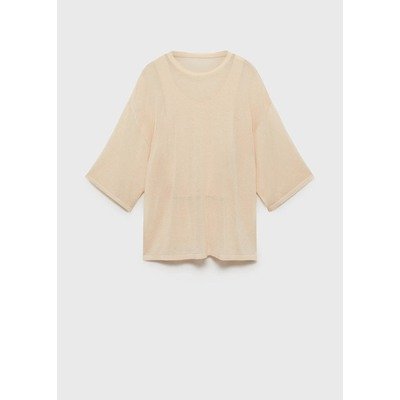 Mango Outlet 奶白宽松短袖针织衫|1件
