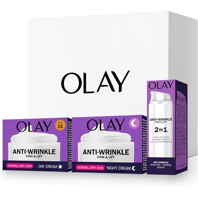 玉兰油 Olay Anti-Wrinkle 抗皱紧致护肤礼盒（日霜 50ml + 晚霜 50ml + 2 合 1 精华）