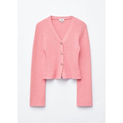 Cardigan en coton côtelé · Rose