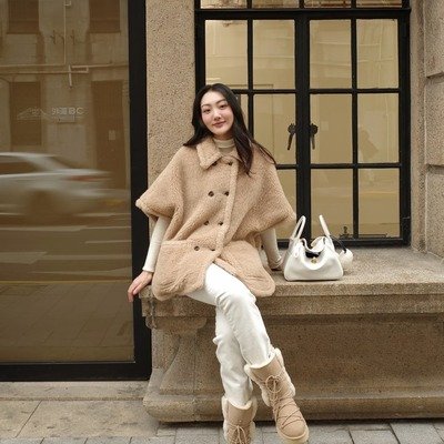 Max Mara米色Teddy斗篷