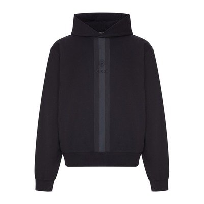 Gucci Cotton Hoodie With Tonal Web Stripe