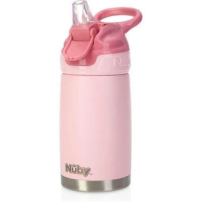 Nuby Flip-it粉色不锈钢吸管杯