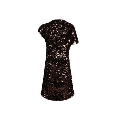 GANNI女款Velvet Sequins棕色短袖亮片短裙