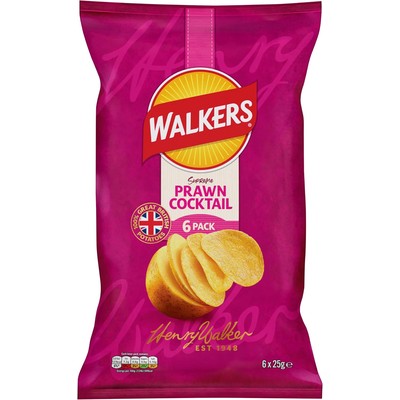 Walkers 鲜虾鸡尾酒味薯片 6×25g 多袋装