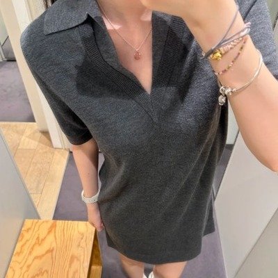 COS女款羊毛Polo裙·混色灰