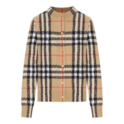 Burberry格纹羊毛纽扣开衫 XS–M