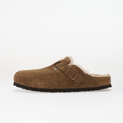 Birkenstock Boston Shear LEVE毛绒穆勒鞋 Dark Tea