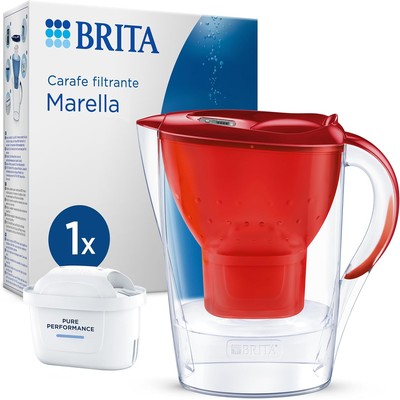 BRITA 碧然德 Marella 滤水壶 红色 含1个 MAXTRA PRO Pure Performance 滤芯