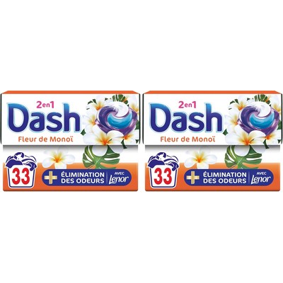 Dash 二合一洗衣凝珠 含Lenor柔顺剂 莫诺伊花香 33次×2盒