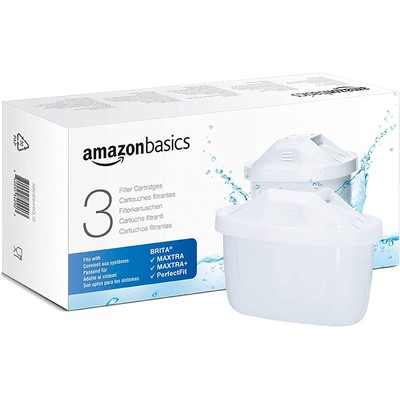 Amazon Basics 滤水壶滤芯 3 支装（兼容 Brita 全系列滤水壶，含 PerfectFit / Maxtra）
