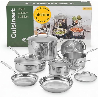 Cuisinart Chef's Classic不锈钢锅具11件套120€，电磁炉可用