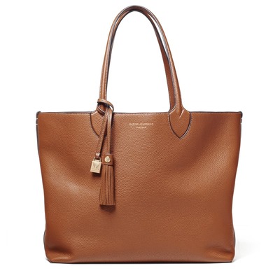 Hudson Tote 焦糖棕细荔枝纹