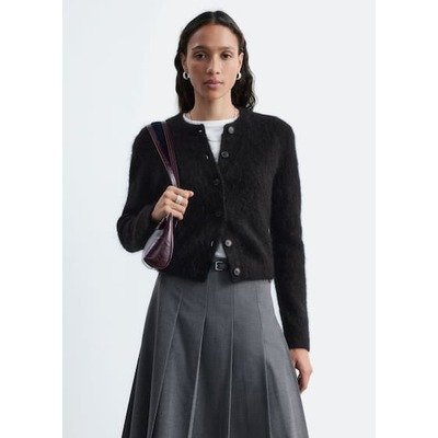 Cardigan brossé en mohair mélangé - Noir