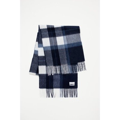 Kiltane苏格兰宽版羊绒围巾 Chatham Navy 海军蓝格纹