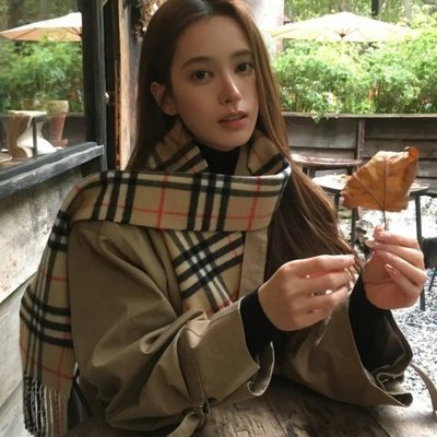 Burberry 格纹羊绒围巾 沙色 均码