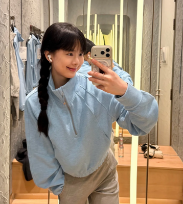 Scuba 宽松半拉链连帽卫衣