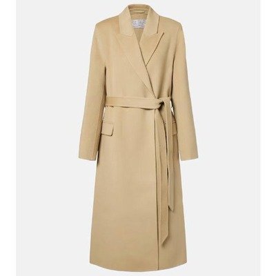 Acne Studios 米色羊毛羊绒裹身大衣