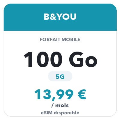 B&YOU 100Go 5G · 支持 eSIM