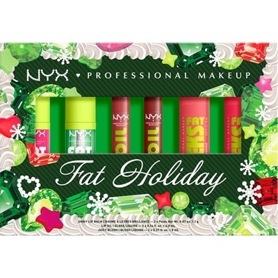 NYX Fat Holiday唇颊6件套 唇油2×4.8ml＋润唇膏2×2g＋腮红2×8ml