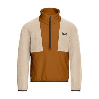 Jack Wolfskin 儿童COLORBLOCK TAUNUS HZ半拉链抓绒｜秋叶棕