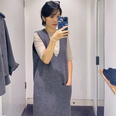 COS煮呢美利奴羊毛背心裙·混色灰