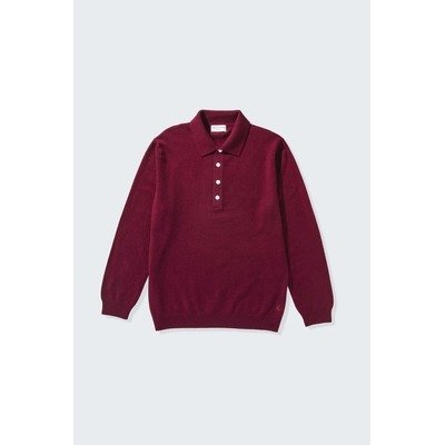 酒红色男士羊绒长袖Polo XS–2XL