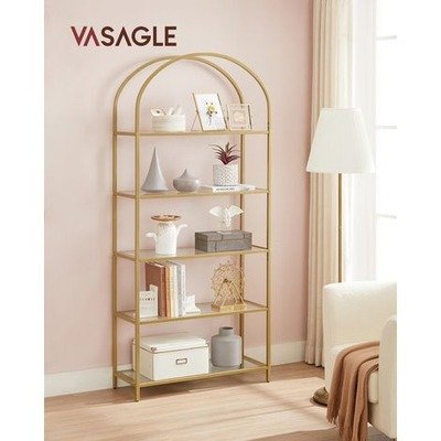 Vasagle金色玻璃置物架5层
