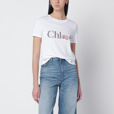 Chloe白色logo印花T恤
