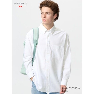 JWA 男款宽松白色Oxford衬衫
