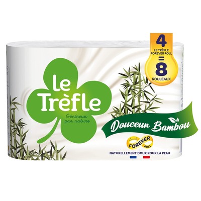 Le Trèfle 竹纤维卫生纸 4卷(约合8标准卷)