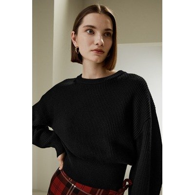 LILYSILK美利奴羊毛 圆领落肩毛衣