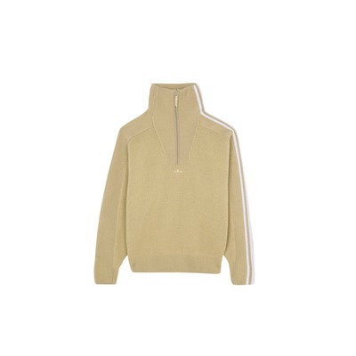 adidas 3S Delux Knit半拉链针织衫(卡其)