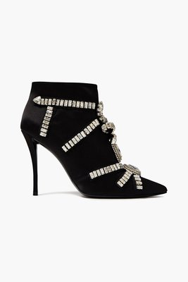 Roger Vivier Sin Evening 100水晶缀饰缎面踝靴