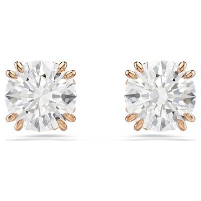 Swarovski Stilla白色圆形切割耳钉(1对)