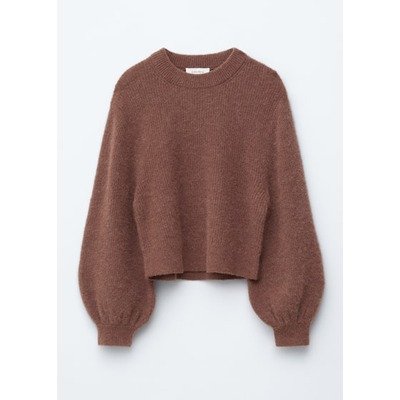 Pull en mélange d’alpaga à manches bouffantes · Marron Clair