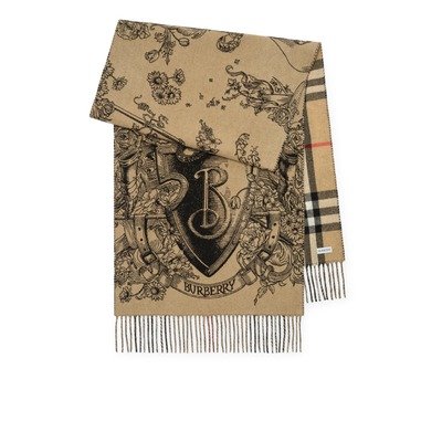 Burberry骑士细节双面羊绒围巾 210×50cm