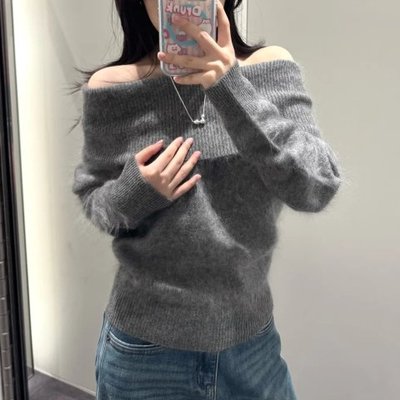 COS女款一字肩毛衣·灰色