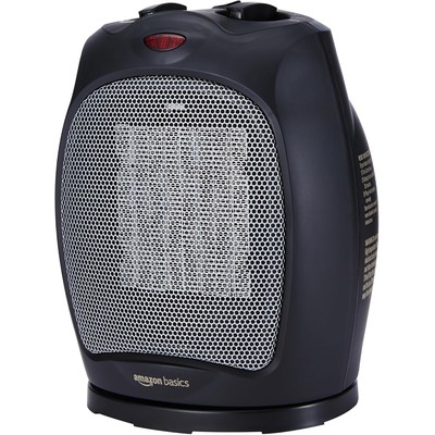 Amazon Basics 摇头陶瓷暖风机 1800W 可调温 黑色
