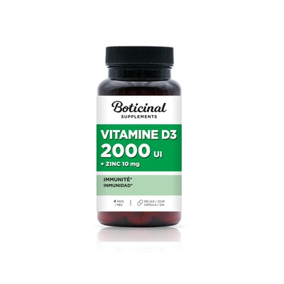 Boticinal Laboratoire维生素D3 2000 UI+锌,120粒