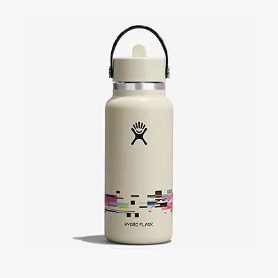 Hydro Flask 710ml 宽口吸管盖瓶 Glitch White 闪屏白