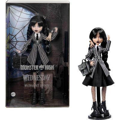 Monster High × Wednesday 星期三 Addams 联名收藏娃娃(Mattel 出品)
