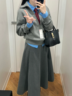 磨毛针织喇叭裙