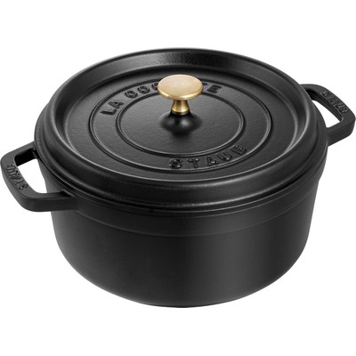 Staub 珐琅铸铁圆形炖锅 26cm 5.25L 哑光黑(法国制造,电磁炉可用)