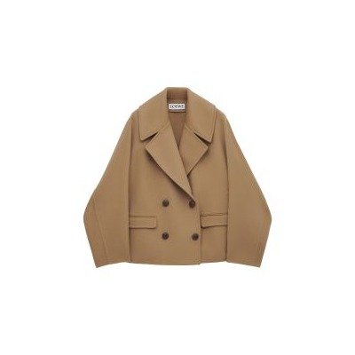 Loewe驼色短款羊毛外套