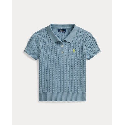 Ralph Lauren 女童浅蓝色麻花Polo衫