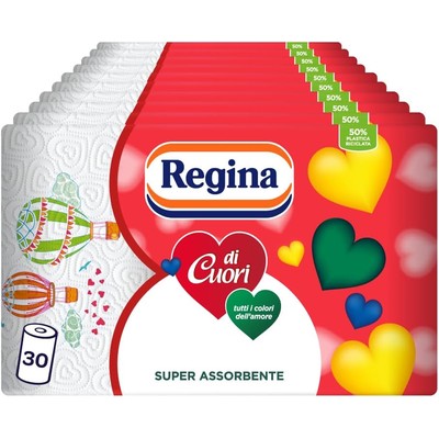 Regina di Cuori 双层爱心图案厨房纸巾（30卷，每卷50张）